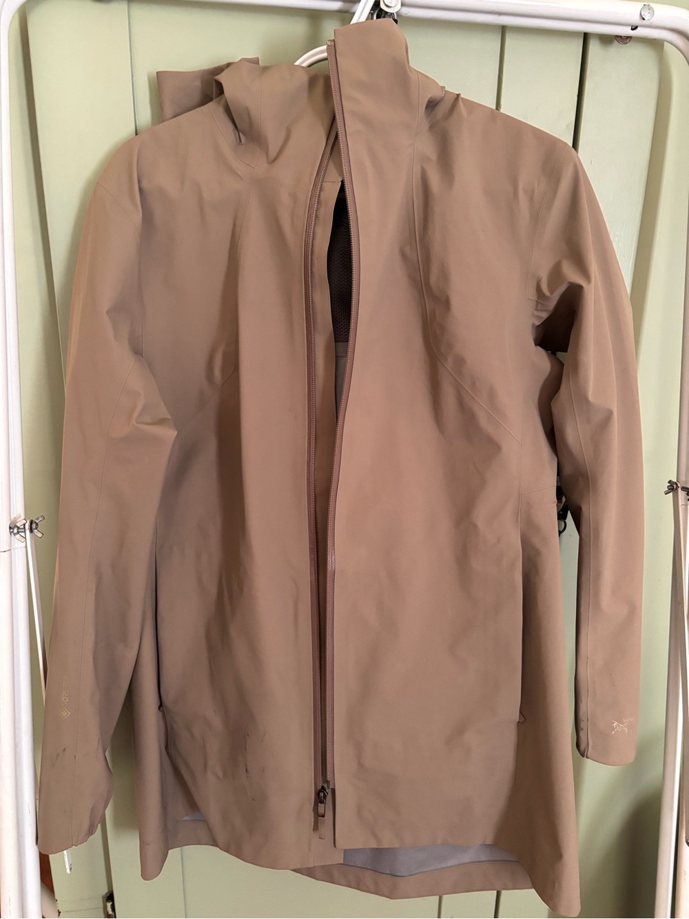 Arc'teryx Women's Hooded Raincoat in Tan